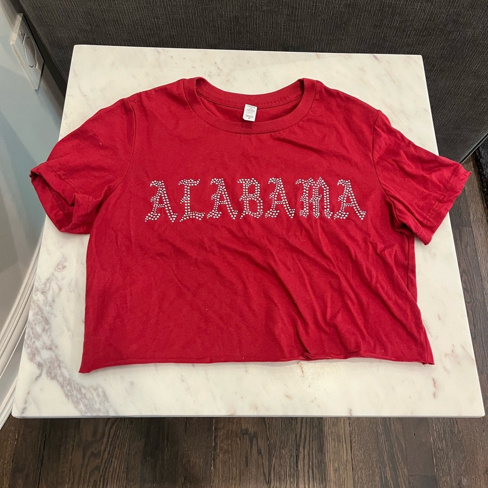 Custom, Alabama rhinestone cropped T-shirt